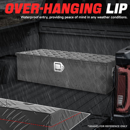 DNA Motoring 39"x13.4"x10" Aluminum Tool Box Pickup Truck Bed RV Trailer Storage w/Lock & Key Black