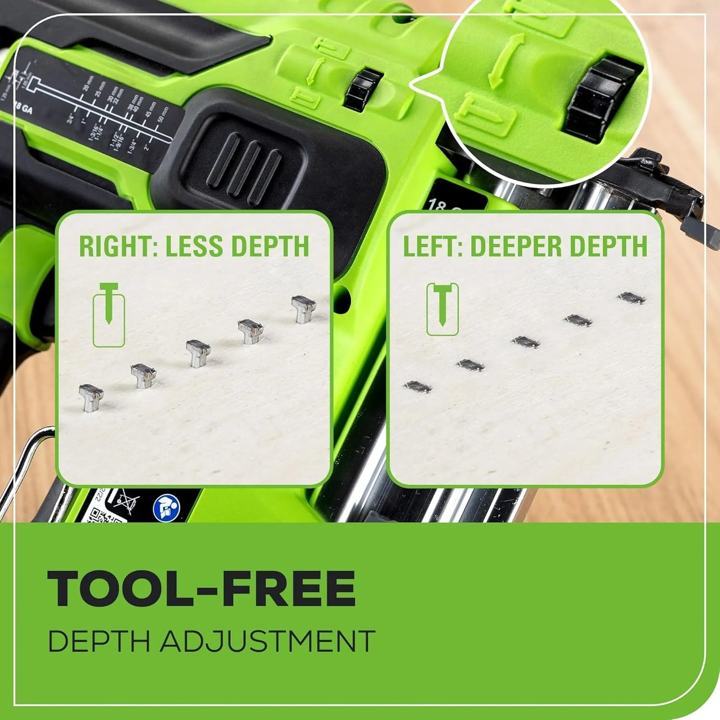 Greenworks 24V 18GA Brushless Brad Nailer, Cordless Staple Gun, Tool Only