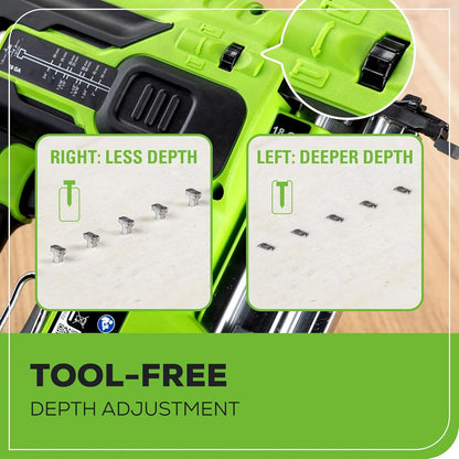 Greenworks 24V 18GA Brushless Brad Nailer, Cordless Staple Gun, Tool Only