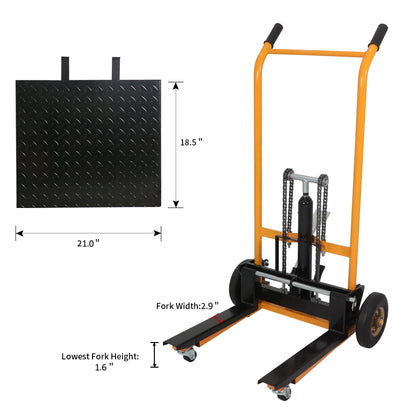APOLLOLIFT Material Lift Mini Manual Stacker with Removable Flat Bed, 440lbs Load Capacity, 35.4" Max Lifting Height