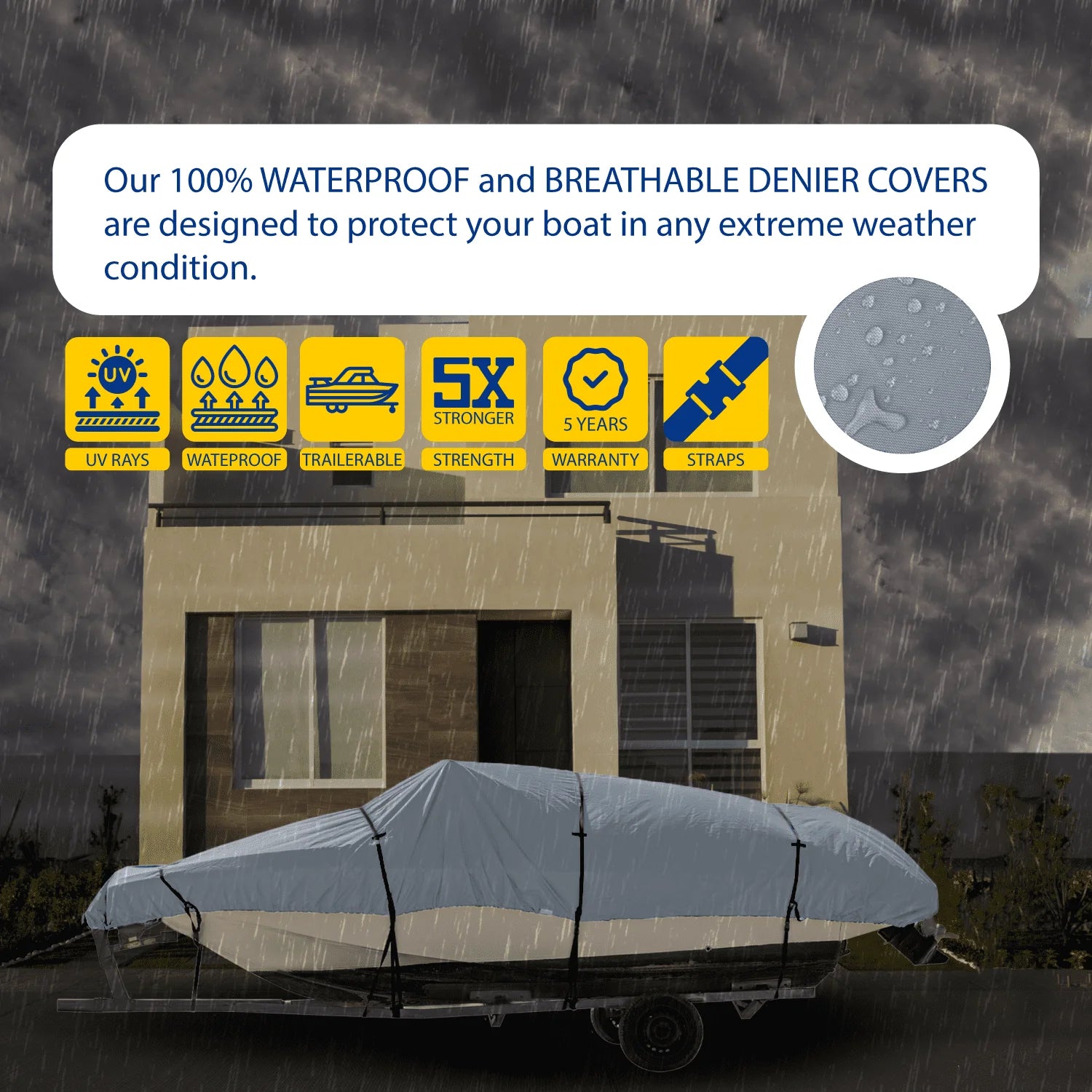 Seal Skin Heavy Duty Trailerable Pontoon Boat Cover, Fits 17 to 20ft Long & up to 102” Beam Width Waterproof 600D Pontoon Boat Cover with Storage Bag