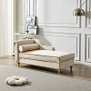 60.6" Velvet Chaise Lounge with Storage, Small Sofa Trimmed with Solid Metal Legs with 1 Pillow, Pink