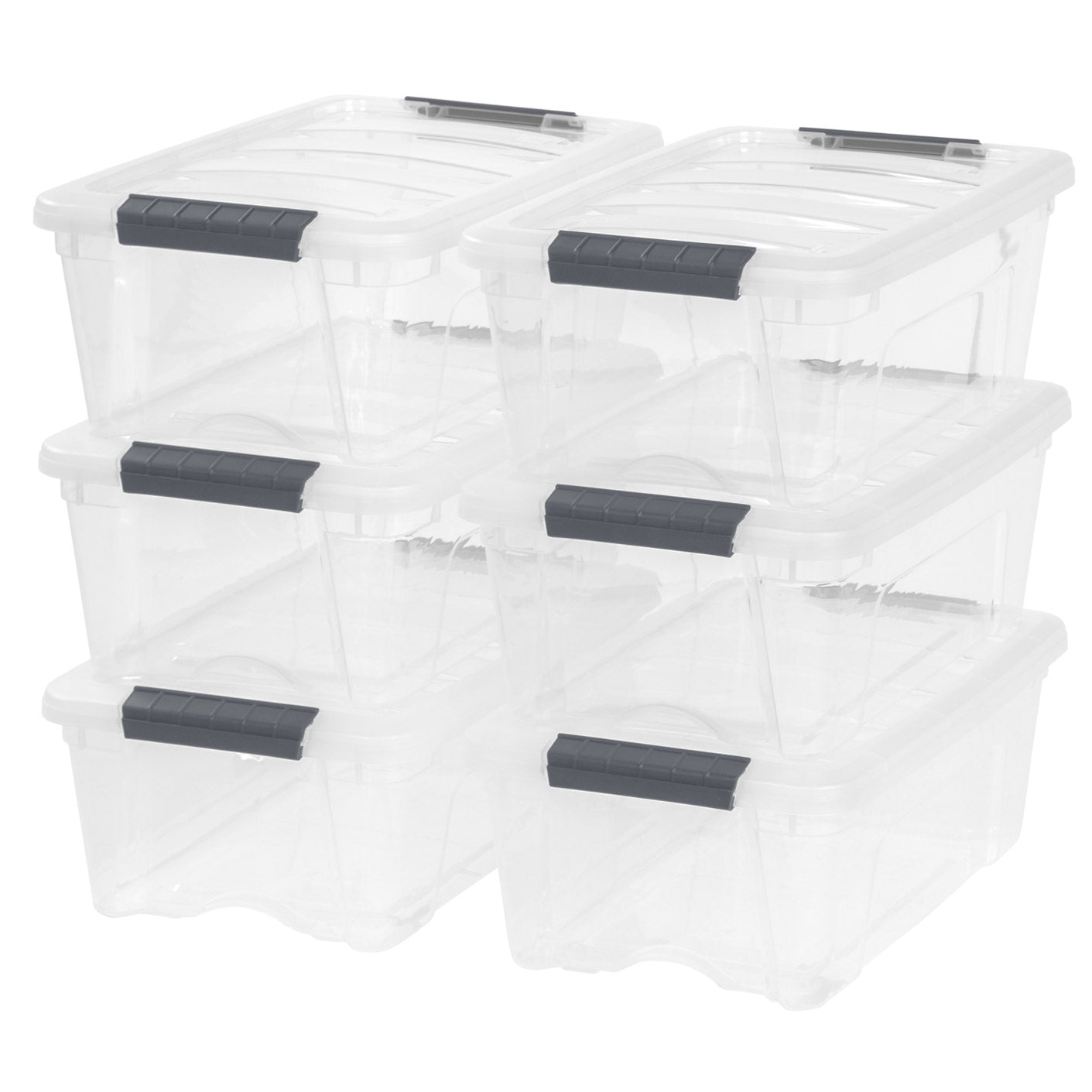 IRIS 12.9 Quart Buckle Up Storage Bin, 6-pack