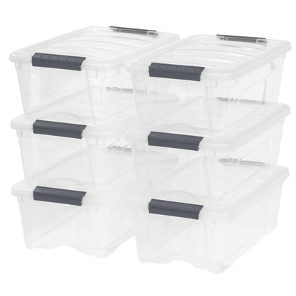 IRIS 12.9 Quart Buckle Up Storage Bin, 6-pack