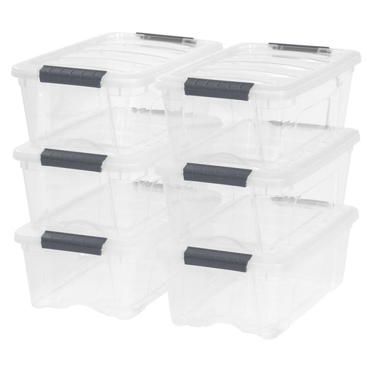 IRIS 12.9 Quart Buckle Up Storage Bin, 6-pack