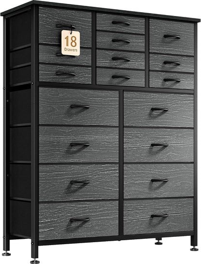 GIKPAL Dresser for Bedroom, Chest of Drawers Black Furniture Dressers Tall Dresser with 18 Drawers Fabric Dresser Clothes Storage for Living Room Office