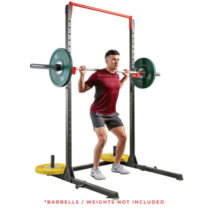 Sunny Health & Fitness Essential 800-lb High Capacity Power Rack Cage with Weight Plate Storage & Adjustable J-Hooks - SF-XF920063
