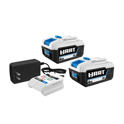 HART 20-Volt 2-Pack 4Ah and Charger Starter Kit and Impact Wrench Bundle