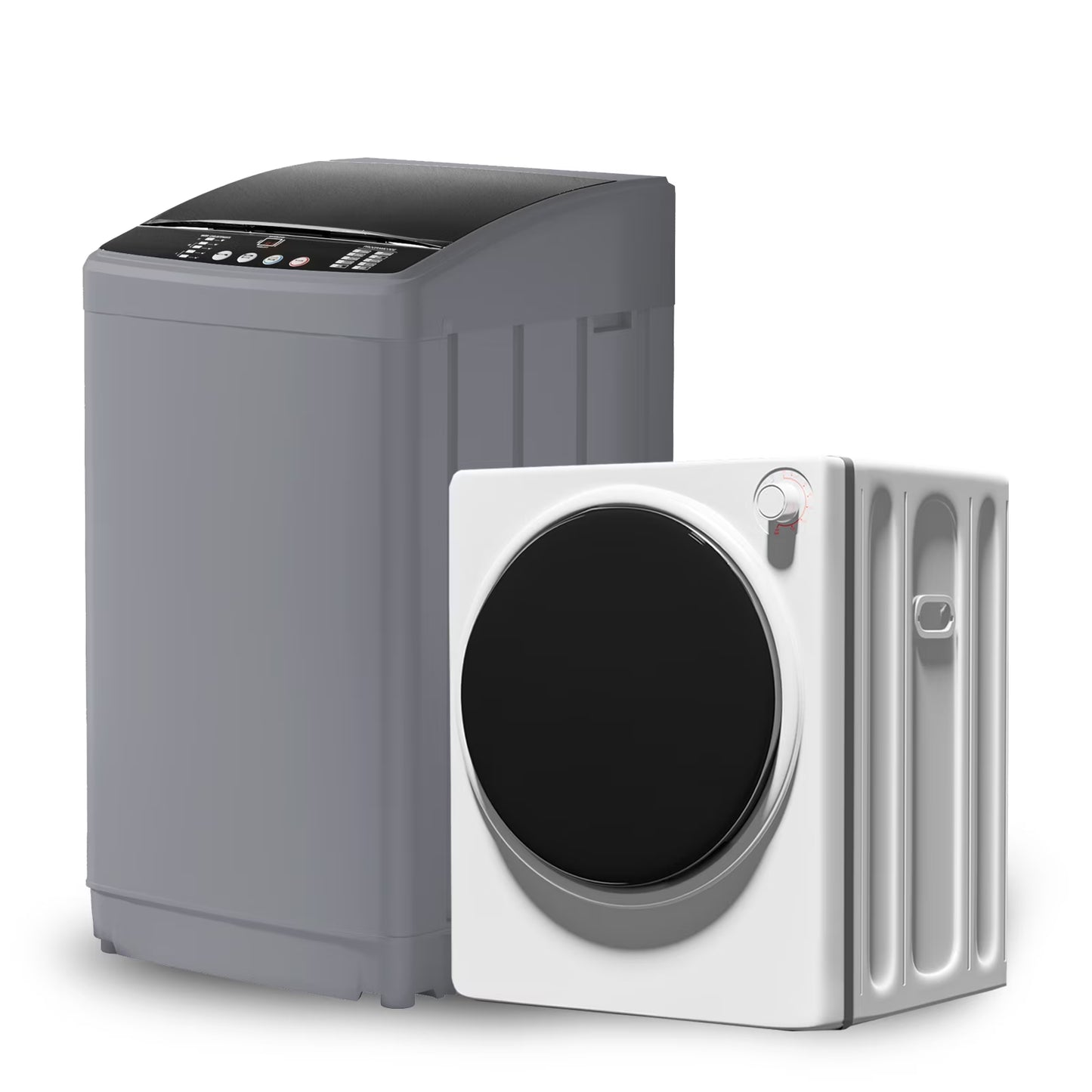 TABU Washer and Dryer Set, 17.6LBS Full Automatic Washing Machine & 8.8LBS Portable Dryer (Gray& White)