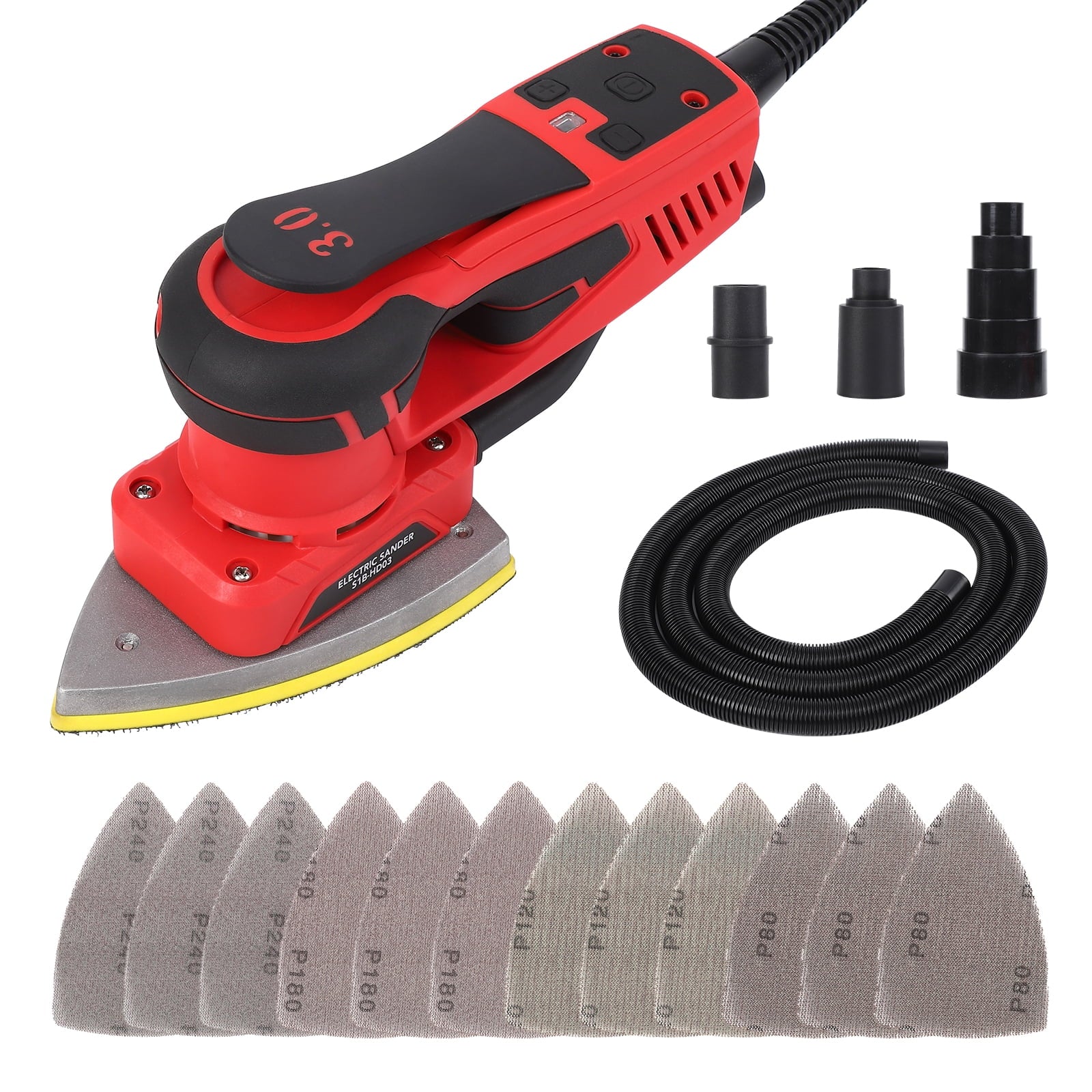 M optimized Electric Detail Sander with 12 Sanding Paper, 350W Brushless Motor Mouse Sander, Powerful & Low Vibration, 10000 RPM, for Wood Working, Polishing, Carpentry