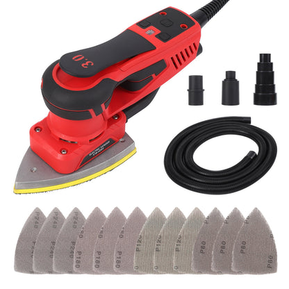 M optimized Electric Detail Sander with 12 Sanding Paper, 350W Brushless Motor Mouse Sander, Powerful & Low Vibration, 10000 RPM, for Wood Working, Polishing, Carpentry
