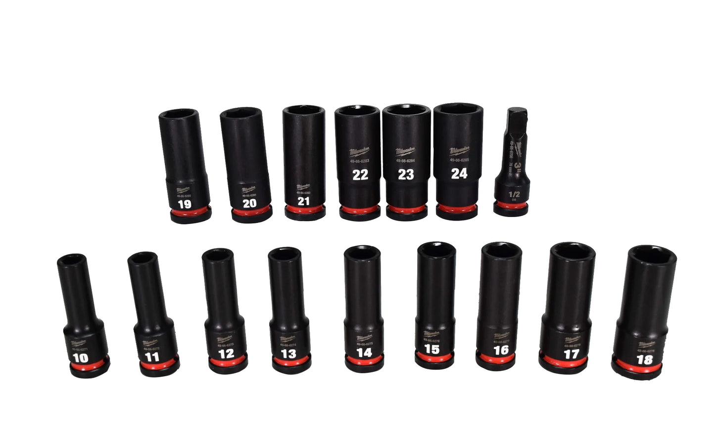 Milwaukee 49-66-6803 1/2" Impact Duty Drive Metric Deep Well Socket Set (16pc)