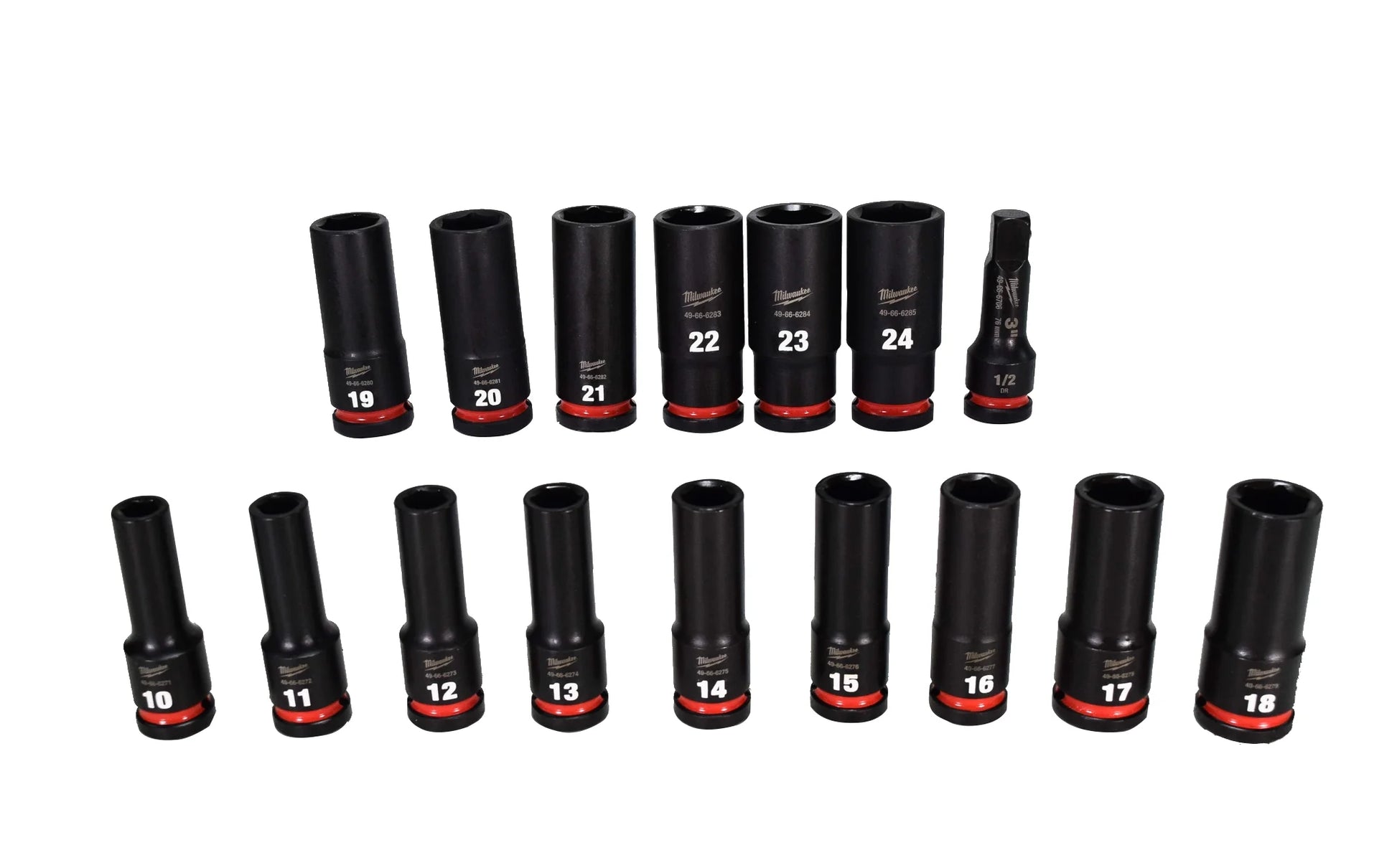 Milwaukee 49-66-6803 1/2" Impact Duty Drive Metric Deep Well Socket Set (16pc)