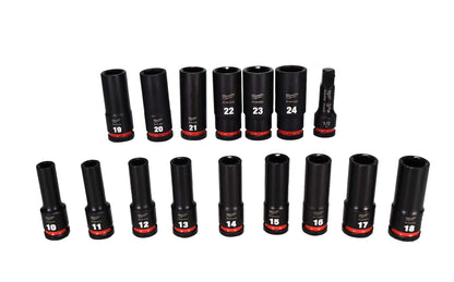 Milwaukee 49-66-6803 1/2" Impact Duty Drive Metric Deep Well Socket Set (16pc)