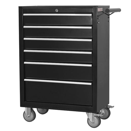 Toperic 6-Drawer Rolling Tool Chest Cabinet with Wheels and Locking Black