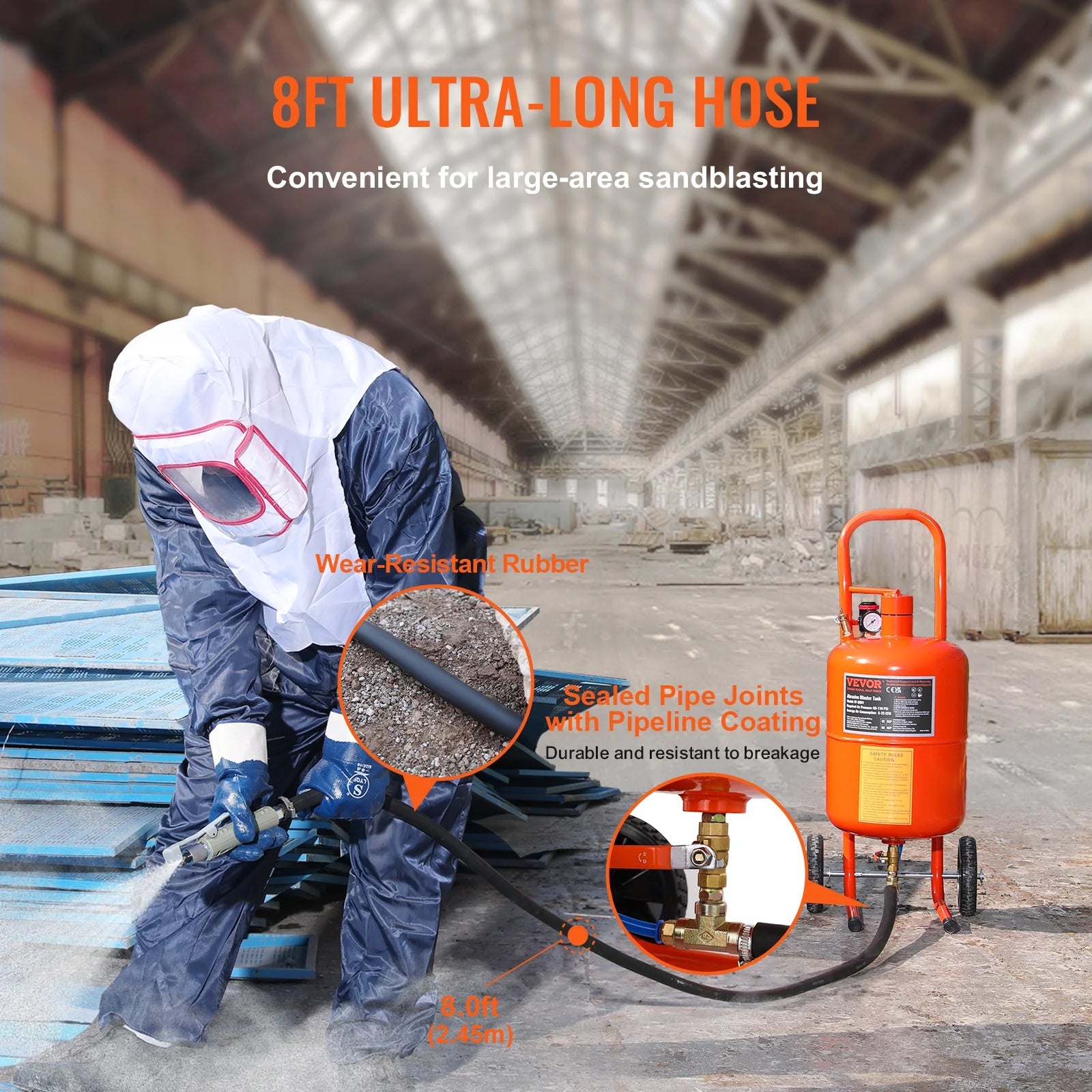 SKYSHALO 5 Gallon Portable Sand Blaster, 60-110PSI blasting Equipment Powerful and Efficient Portable Sand Blaster, Air Sand Blasting Kit with 4 Ceramic Nozzles and Oil-Water Separator for Paint