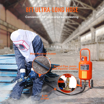 SKYSHALO 5 Gallon Portable Sand Blaster, 60-110PSI blasting Equipment Powerful and Efficient Portable Sand Blaster, Air Sand Blasting Kit with 4 Ceramic Nozzles and Oil-Water Separator for Paint