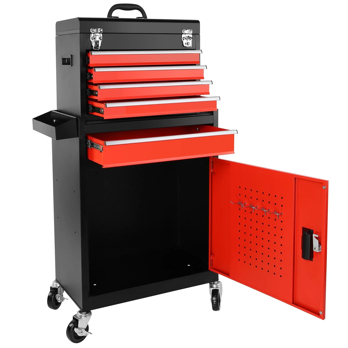BTMWAY 7-Drawer Rolling Tool Storage Cabinet with Wheels Multifunctional Tool Cart Mechanic Tool Storage Cabinet for Garage, Workshop, Barbershop,red