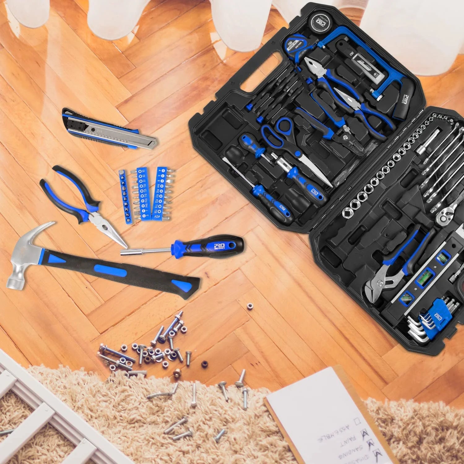 249-Piece Household Tool Kit, PROSTORMER General Home/Auto Repair Tool Set with Hammer, Pliers, Screwdriver Set, Wrench Socket Kit and Toolbox Storage Case - Perfect for Homeowner, Diyer, Handyman
