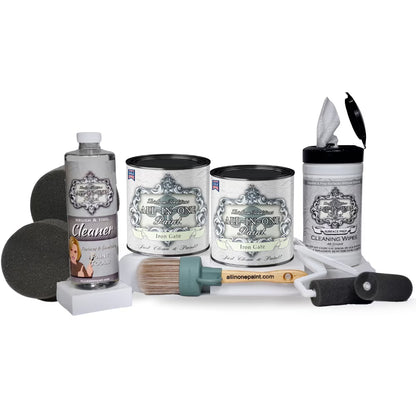 ALL-IN-ONE Paint, 2 Quart Cabinet Paint Bundle and Tool Kit - Cashmere (true white)