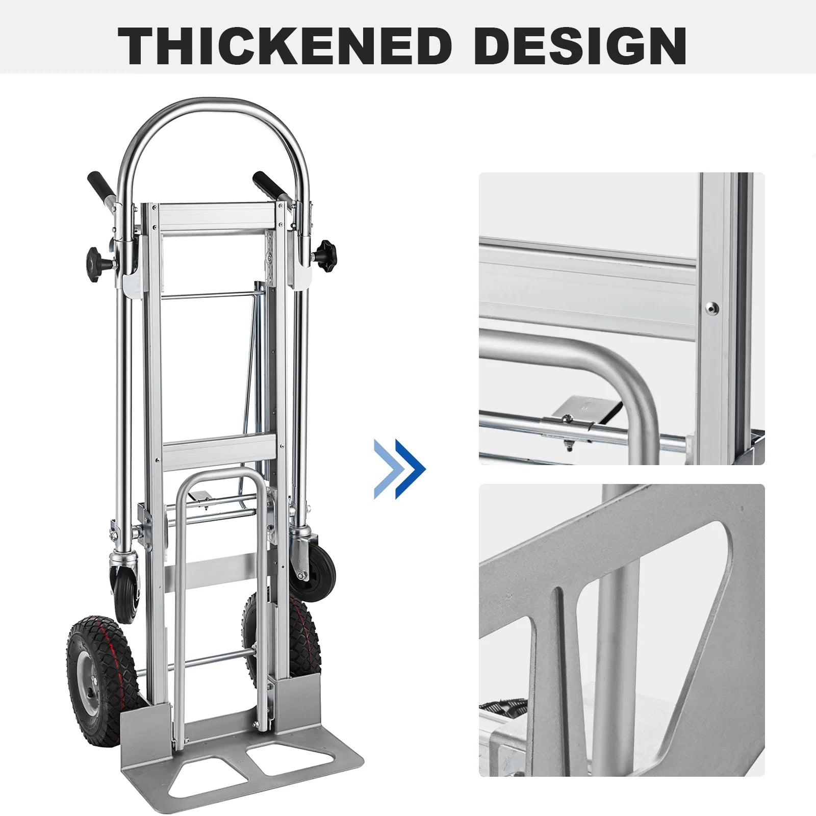 SHZOND 3 in 1 Convertible Hand Truck 1000 LBS Weight Capacity Heavy Duty Hand Truck Durable Aluminum and Steel Construction 4 Wheels Hand Truck Dolly
