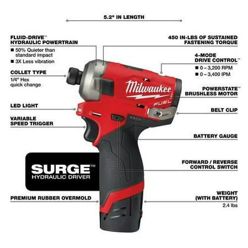 M12 FUEL SURGE 1/4 in. Hex Hydraulic Driver Kit