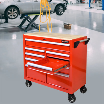 ARTMAN 9 Drawer Rolling Tool Chest with Wheels and Wooden Top, Heavy Duty Industrial Service Cart Storage Organizer with Locking System,45.28*18.11*39.37inches,1 Pack