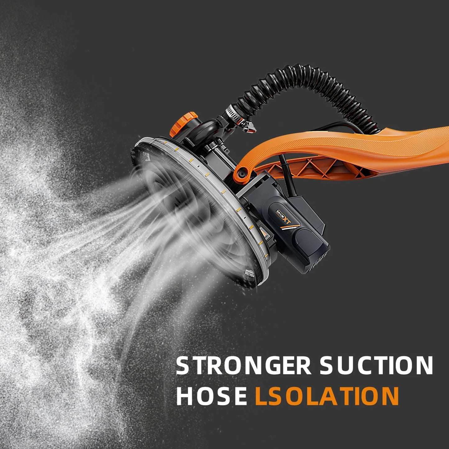 Drywall Sander with Vacuum Dust Collection, 6 Variable Speed Foldable Telescopic Electric Wall Sander, Popcorn Ceiling Removal Tool, 1900RPM Power Sander Tool, LED Light, 18Pcs Sanding Discs,Power D