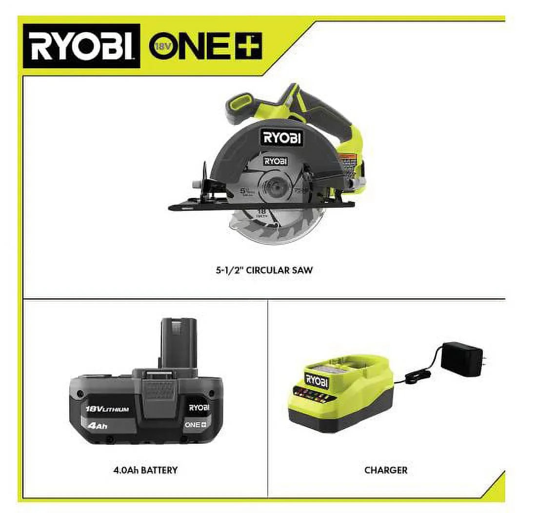 Ryobi 4A 18V 5.5 in Cordless Circular Power Saw, 4700 RPM