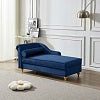 60.6" Velvet Chaise Lounge with Storage, Small Sofa Trimmed with Solid Metal Legs with 1 Pillow, Pink