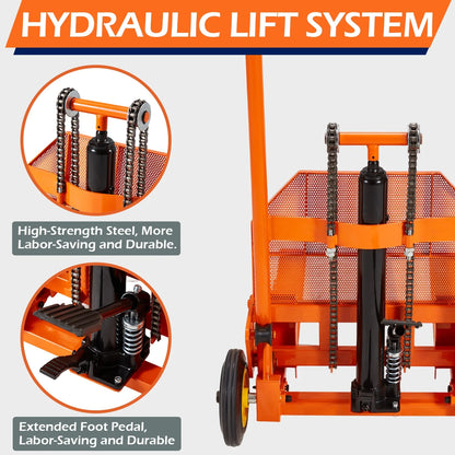 AECOJOY Hydraulic Material Lift Pallet Truck 500 Lbs,Lift Table Cart,32" Max Lift Height Pallet Truck Jack with Lockable Swivel Casters - Ideal for Warehouse, Workshop and Garage Use