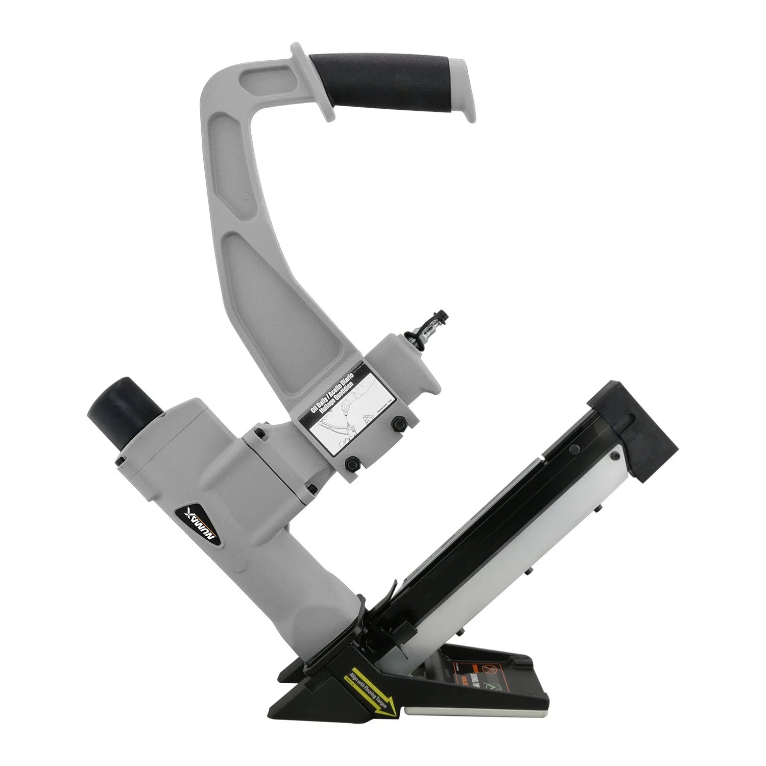 NuMax SFL618 Pneumatic 3-in-1 15.5-Gauge and 16-Gauge 2" Flooring Nailer/Stapler with Flooring Mallet and Interchangeable Base Plates