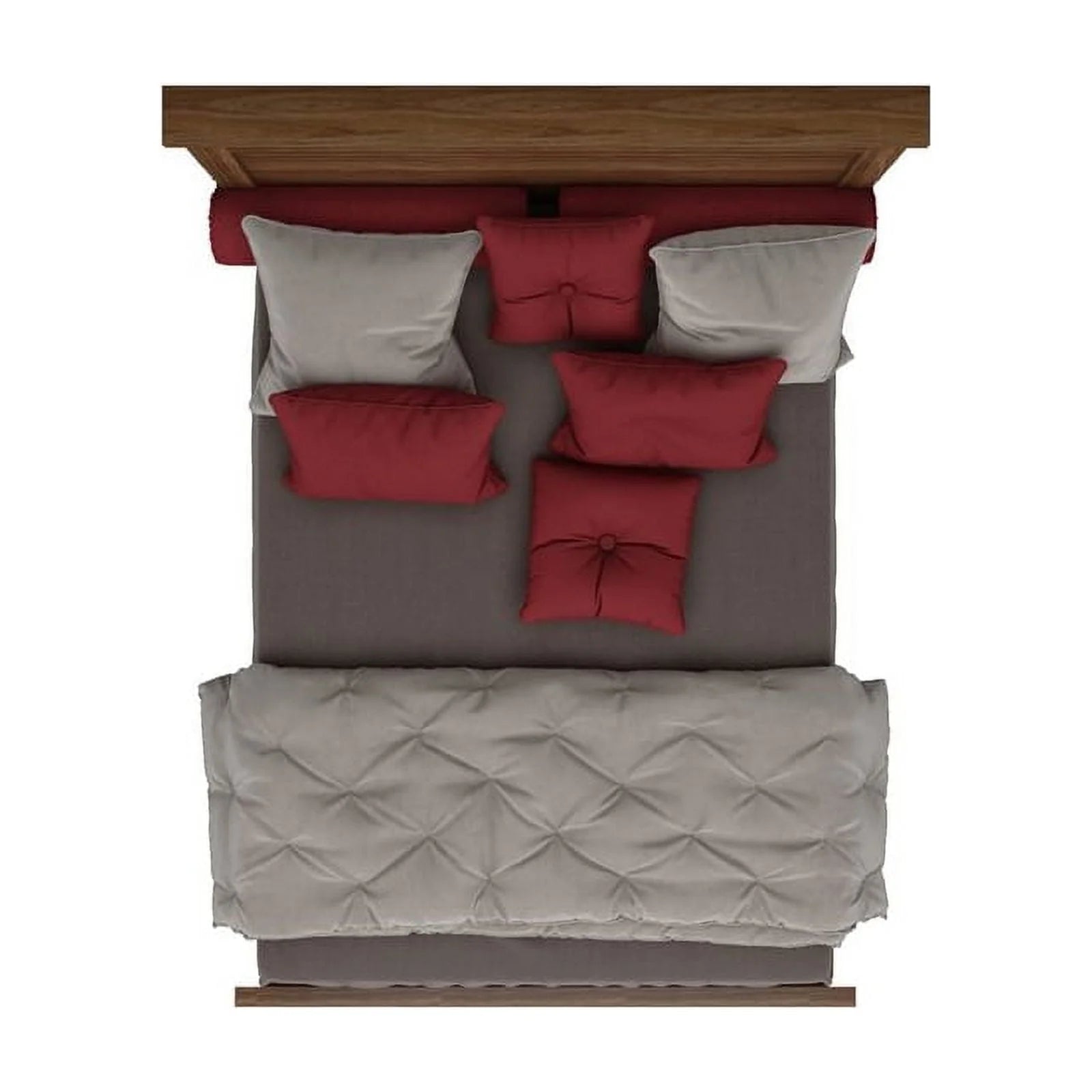 Bowery Hill Modern Design Wood Queen Bed with 2 Drawer Storage and Headboard in Oak