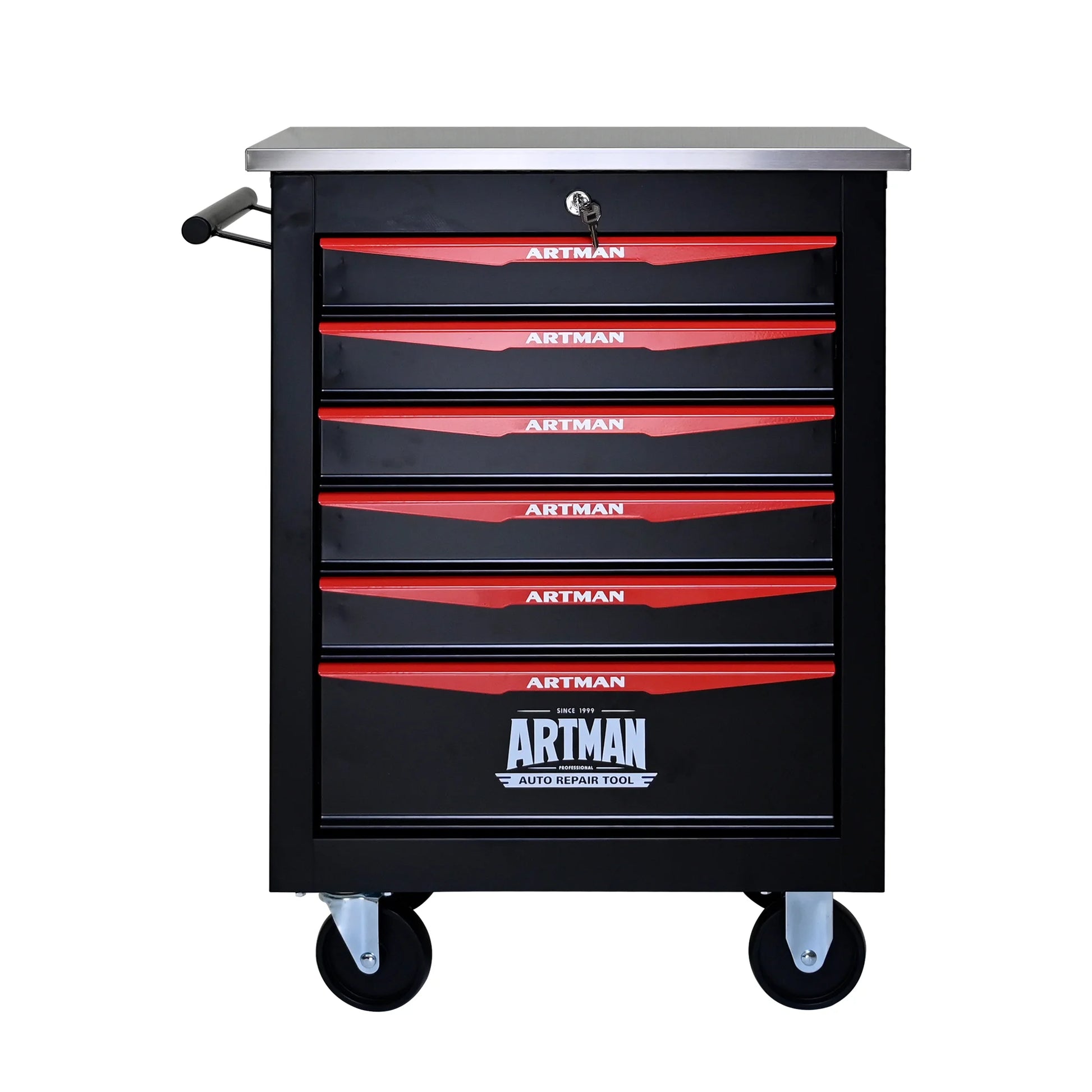 ARTMAN 6 Drawers Metal Rolling Storage Tool Chest Cabinet Cart with Wheels,with Key Locking and Parking Brake, Tool Box for Garage Workshop Warehouse