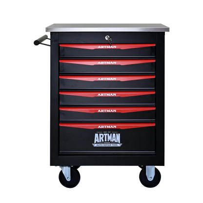 ARTMAN 6 Drawers Metal Rolling Storage Tool Chest Cabinet Cart with Wheels,with Key Locking and Parking Brake, Tool Box for Garage Workshop Warehouse