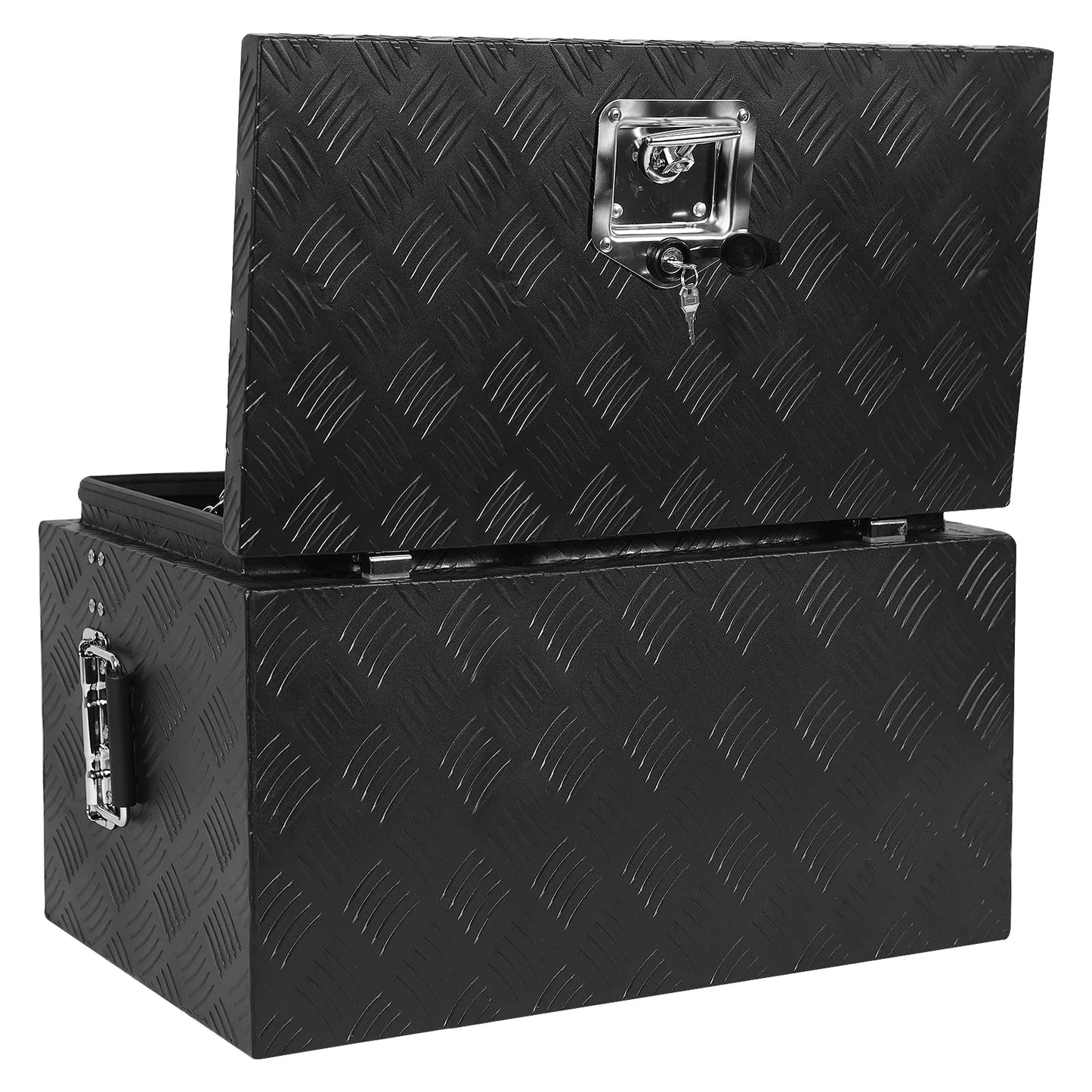 TROPOW 24-Inch Aluminum Diamond Plate Tool Chest - Lockable Underbody Storage Box for Trucks, RVs, and Trailers