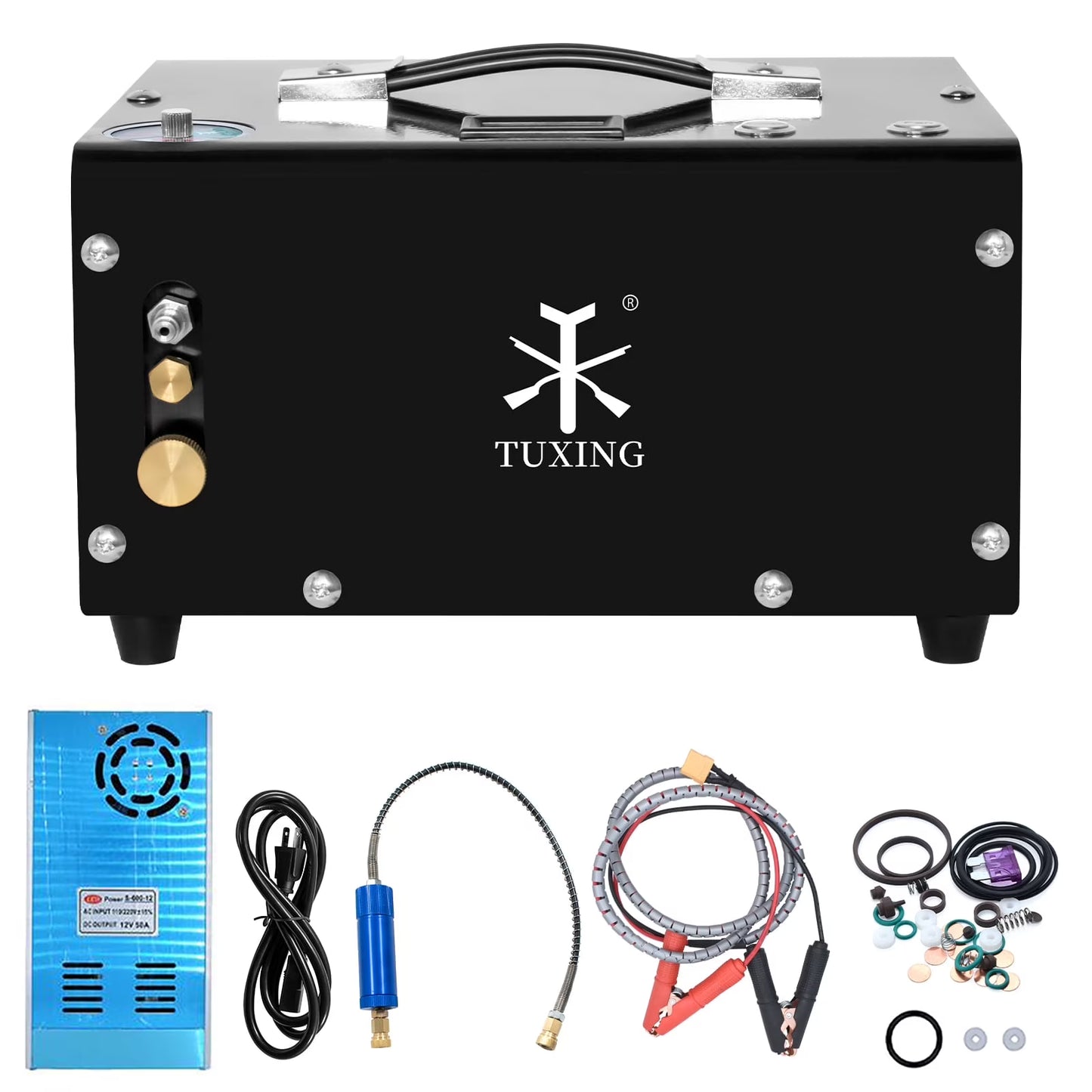 TUXING 12V Pcp Air Compressor,4500Psi 30Mpa,Adjustable Pressure for Pcp Paintball Filling