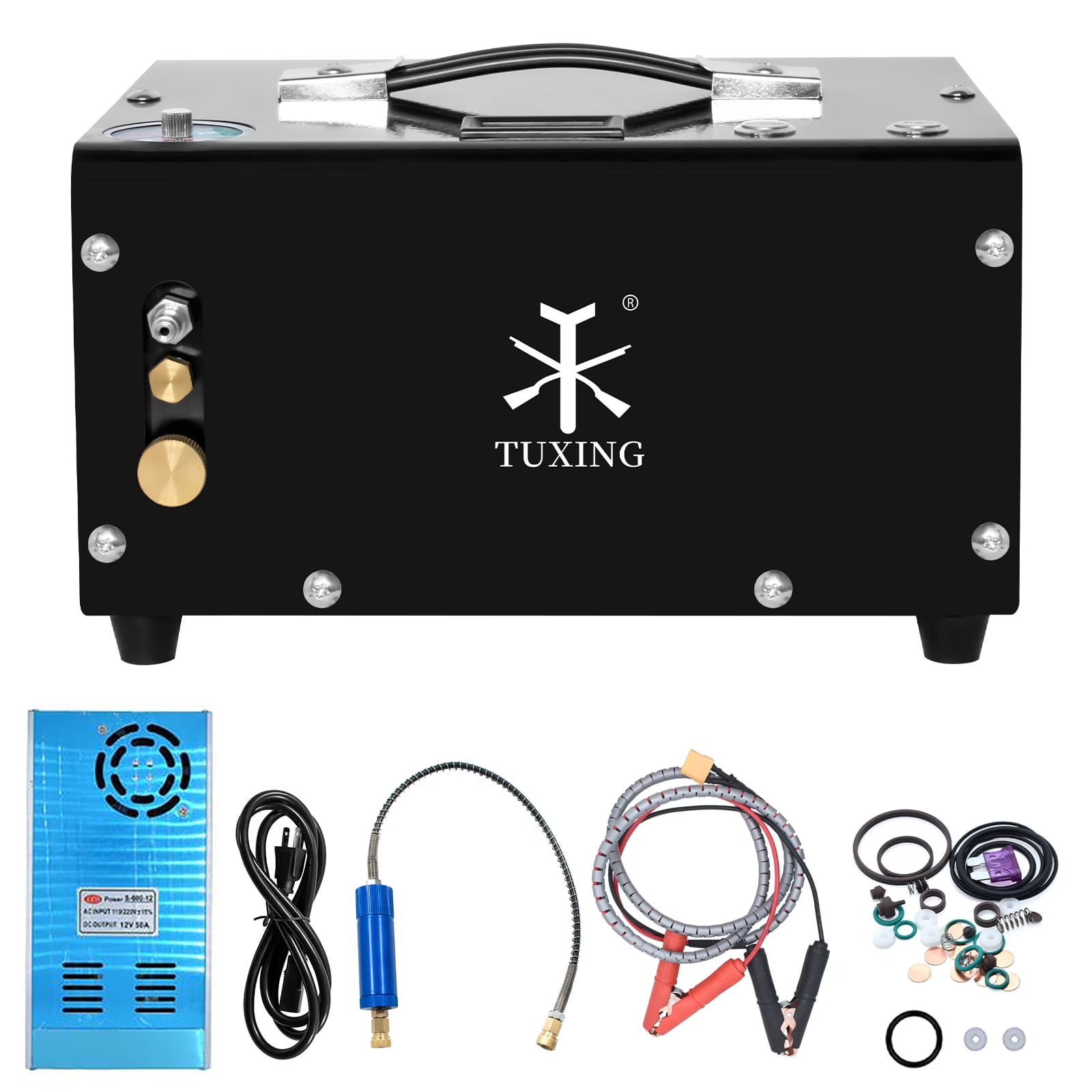 TUXING 12V Pcp Air Compressor,4500Psi 30Mpa,Adjustable Pressure for Pcp Paintball Filling