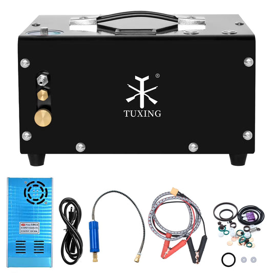 TUXING 12V Pcp Air Compressor,4500Psi 30Mpa,Adjustable Pressure for Pcp Paintball Filling