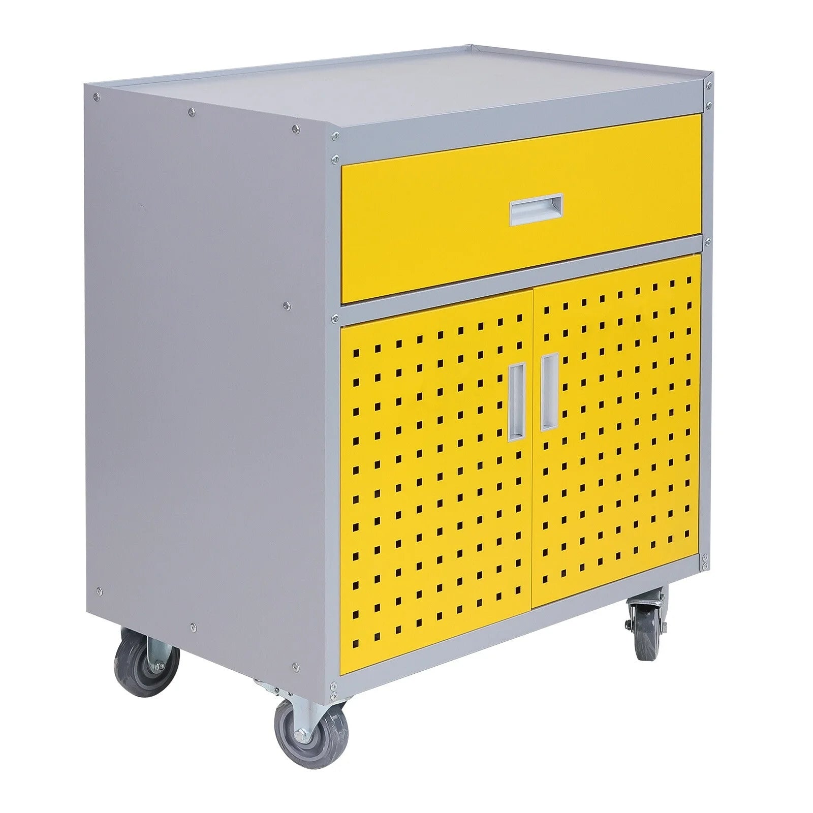 Tool Box Chest Cabinet Wheels Metal Rolling Auto Repair Storage Yellow w/Drawer