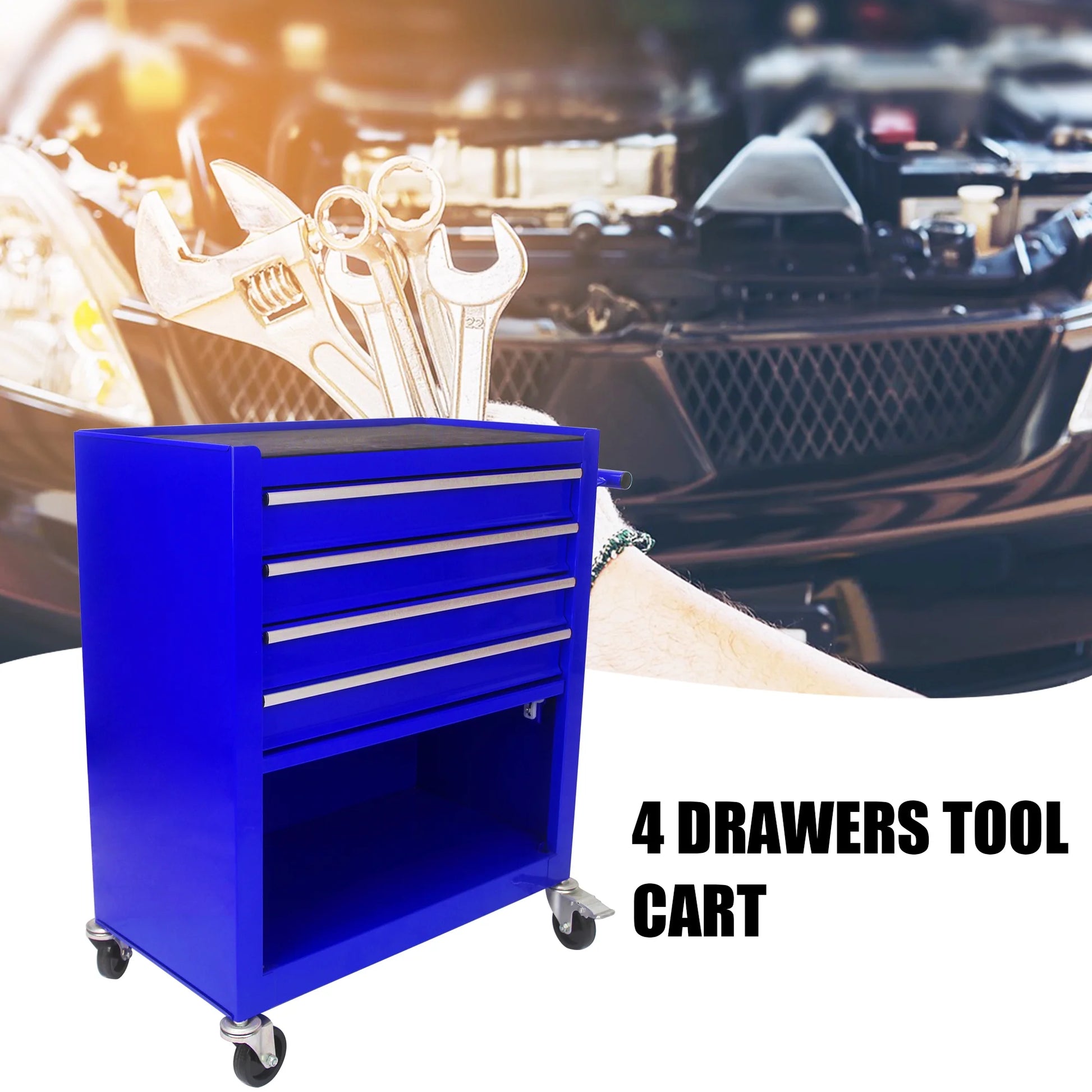 Yesfshion Mechanics Rolling Tool Storage Cabinet 4 Drawer Tool Chest Cart with Wheels for Repair Projects Workshop Home