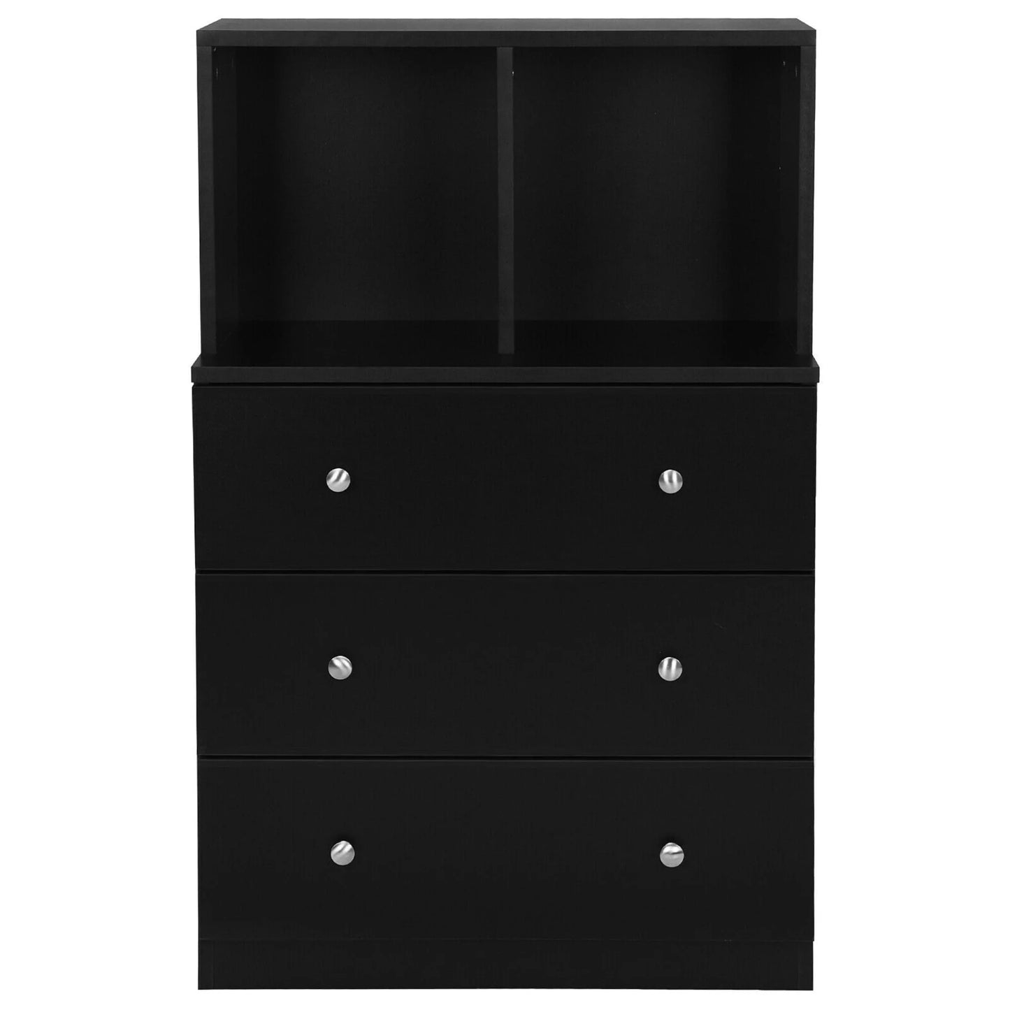 Gymax 3 Drawer Dresser W/Cubbies Storage Chest for Bedroom Living Room Black