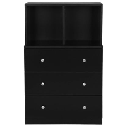 Gymax 3 Drawer Dresser W/Cubbies Storage Chest for Bedroom Living Room Black