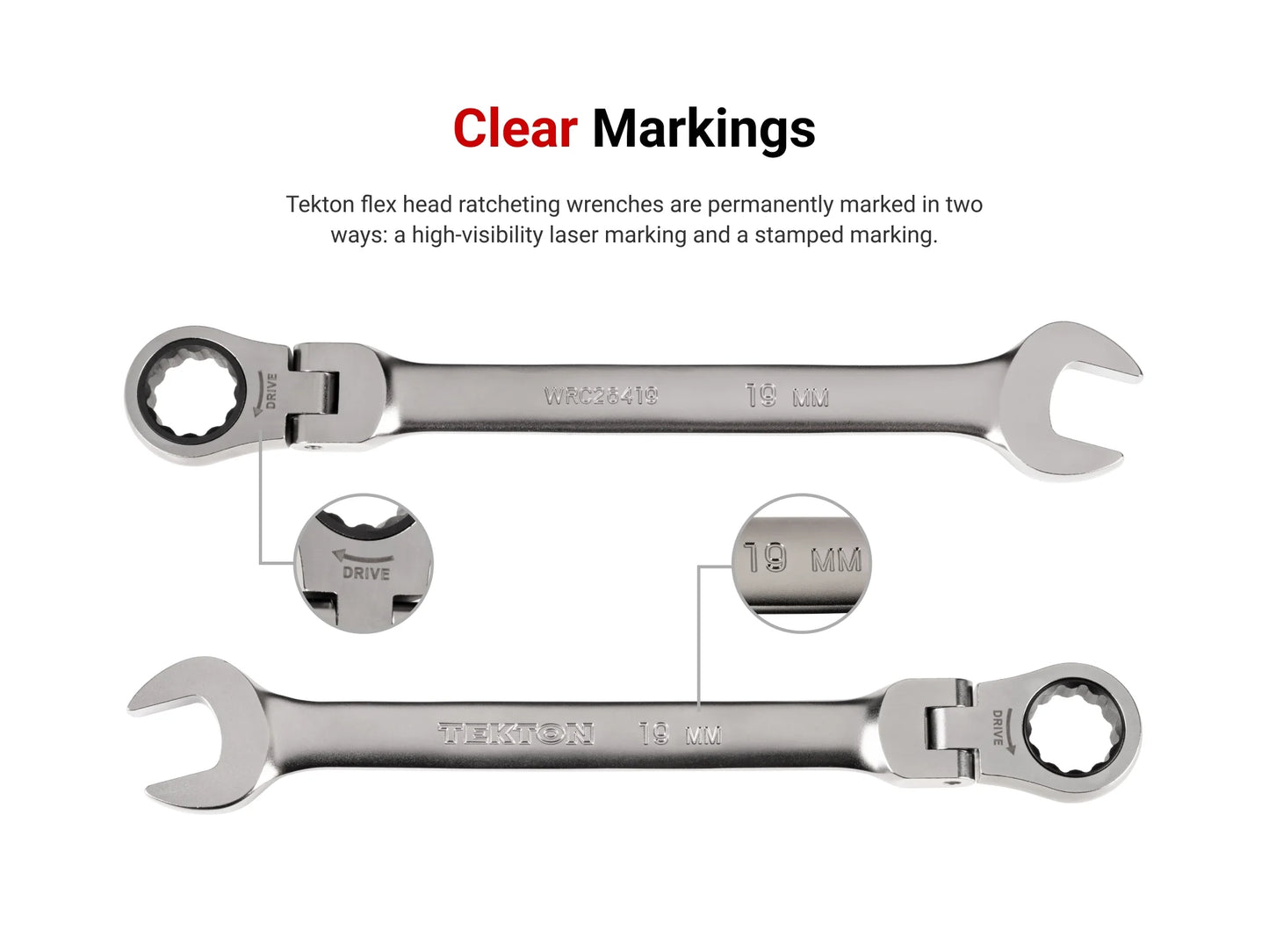 TEKTON Flex Head 12-Point Ratcheting Combination Wrench Set with Modular Wrench Organizer, 15-Piece (1/4-1 in.) | WRC95301