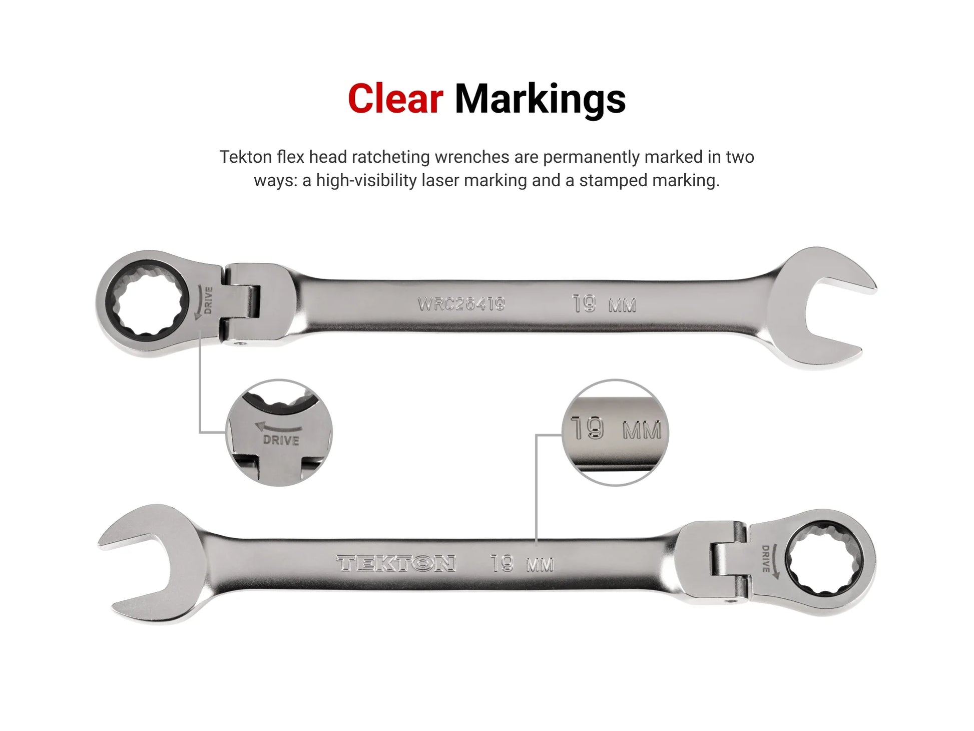 TEKTON Flex Head 12-Point Ratcheting Combination Wrench Set with Modular Wrench Organizer, 15-Piece (1/4-1 in.) | WRC95301