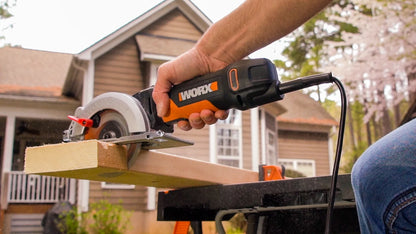 WORX WX439L 4.5 Inch and 4.5 Amp One Hand Compact Circular Saw, Black and Orange