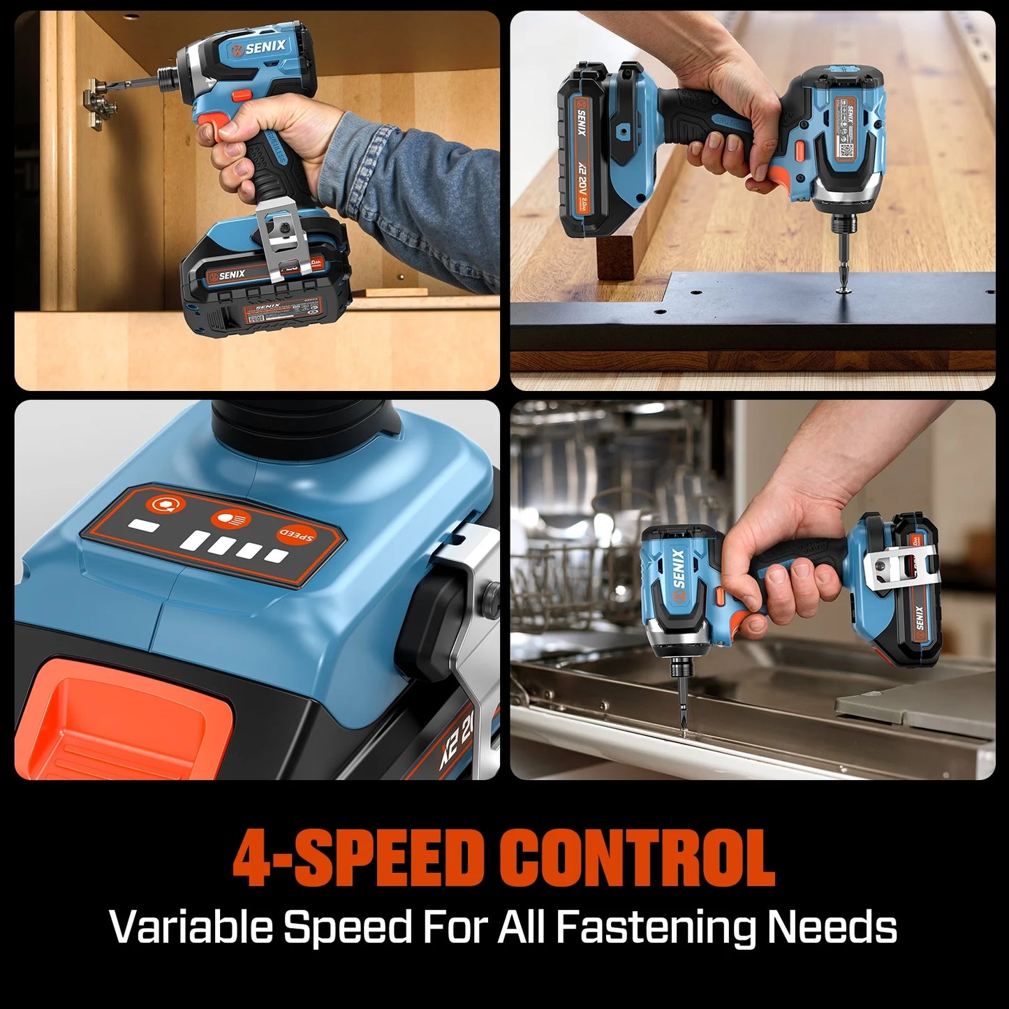 SENIX 20 Volt Max* 1/4-Inch Impact Driver, Brushless Motor, 130 Foot-Pound of Max Torque, 3000 RPM (Battery, Charger and Soft Bag Included) PDIX2-M2