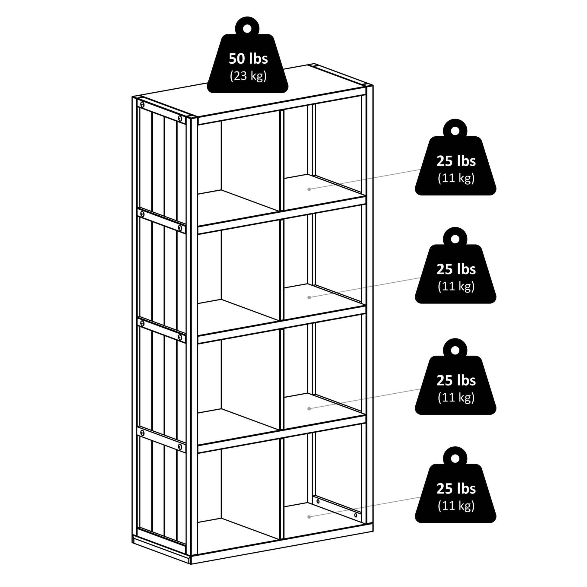 Winsome Wood Timothy 4x2 Storage Cube Shelf, Black Finish