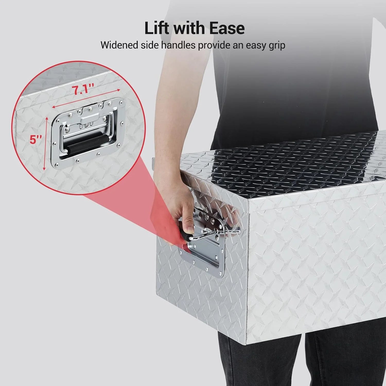 Aluminum Truck Tool Box, Truck Bed Storage Box with Security Lock and Wider Handles, Heavy Duty Waterproof Tool Box Organizer Chest for Pick Up Truck Rv Trailer