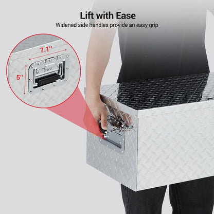 Aluminum Truck Tool Box, Truck Bed Storage Box with Security Lock and Wider Handles, Heavy Duty Waterproof Tool Box Organizer Chest for Pick Up Truck Rv Trailer